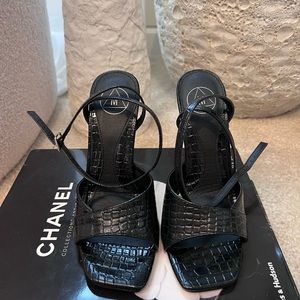 Brand new Missguided black snake skin heels